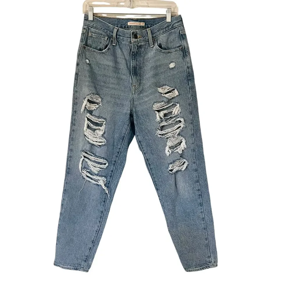 Levi’s High Waisted Distressed Mom Jeans Size 30 - Picture 2 of 9